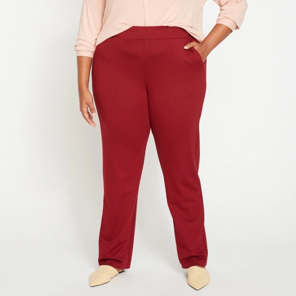 NWT Universal Standard Smart Signature Ponte Ankle Pants Red Womens Sz 4XL 38-40